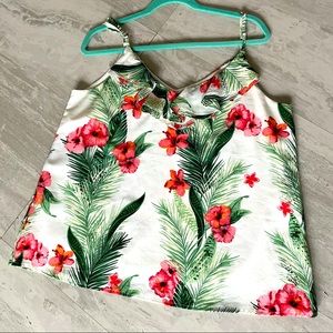 Hibiscus Floral Tank Top Blouse